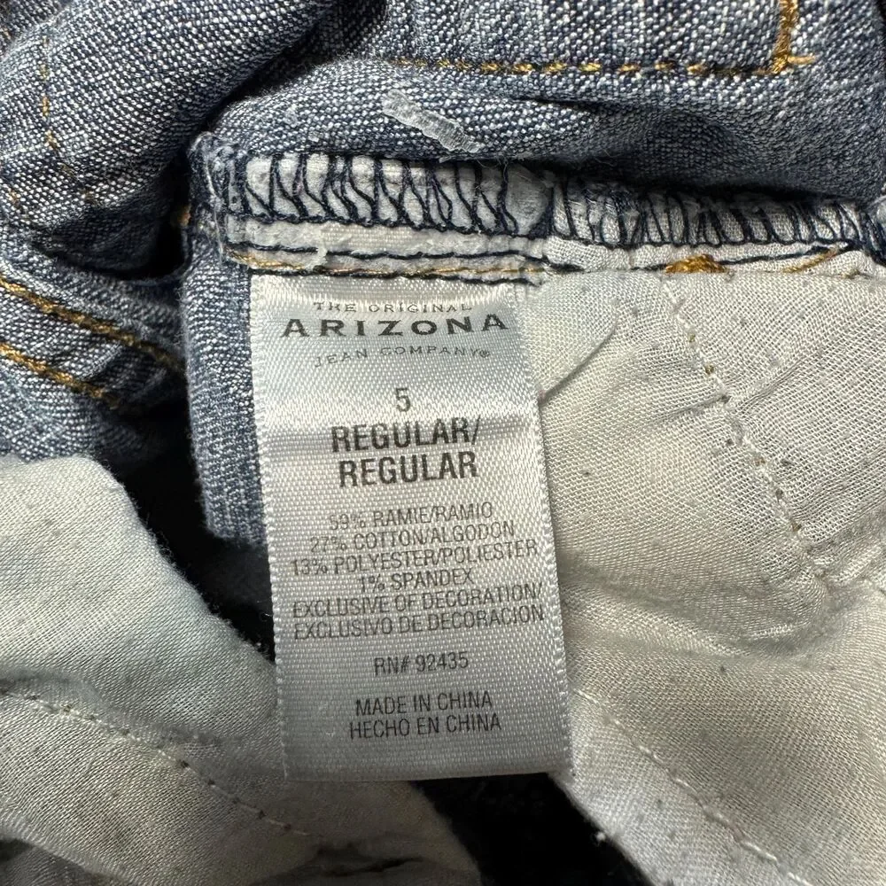 Arizona Jean Bootcut Flair Girl's 5 Blue Denim Pants Adjustable Sequin Pocket